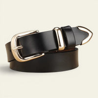 Ceinture femme classique en cuir à boucle dorée, modèle Angélique