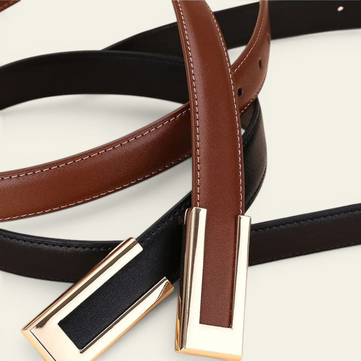 La Ceinture Pour Femme Apolline - Ceinture fine en cuir à boucle dorée
