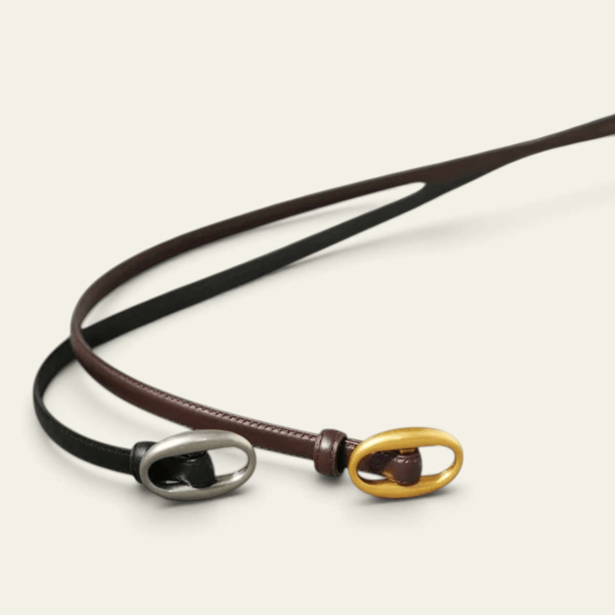La Ceinture Pour Femme Ariane - Ceinture fine en cuir à boucle ovale dorée