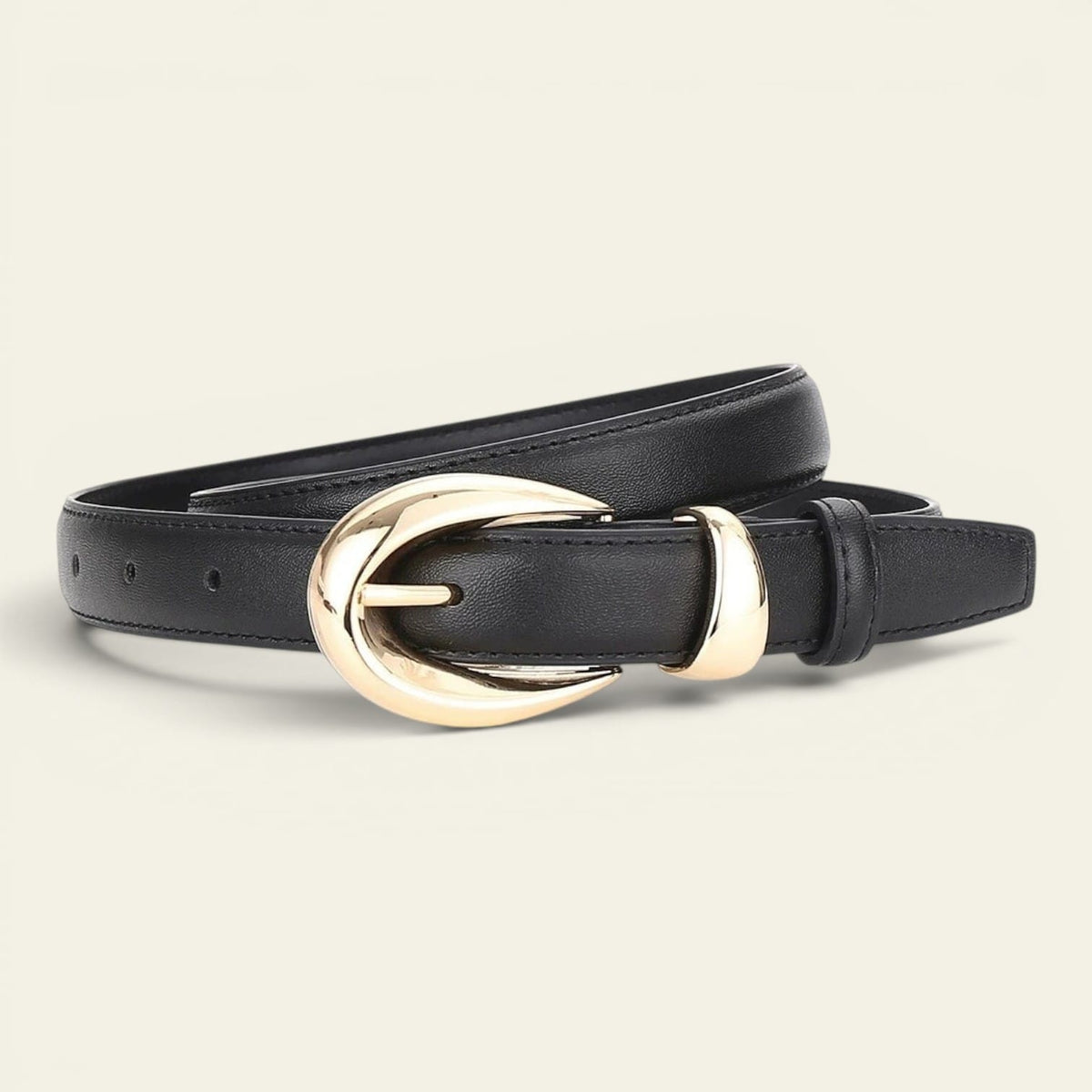 La Ceinture Pour Femme Armelle - Ceinture fine en cuir à boucle dorée