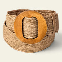 La Ceinture Pour Femme Bastienne - Ceinture large en paille à boucle bois