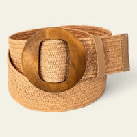 La Ceinture Pour Femme Bastienne - Ceinture large en paille à boucle bois