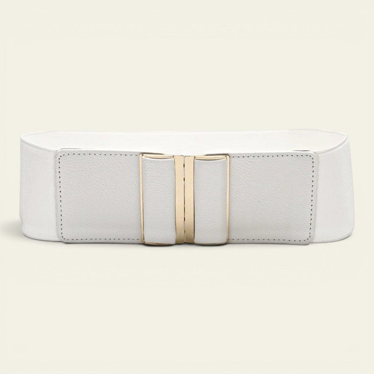 Ceinture blanche femme large élastique à boucle barre, modèle Blanche