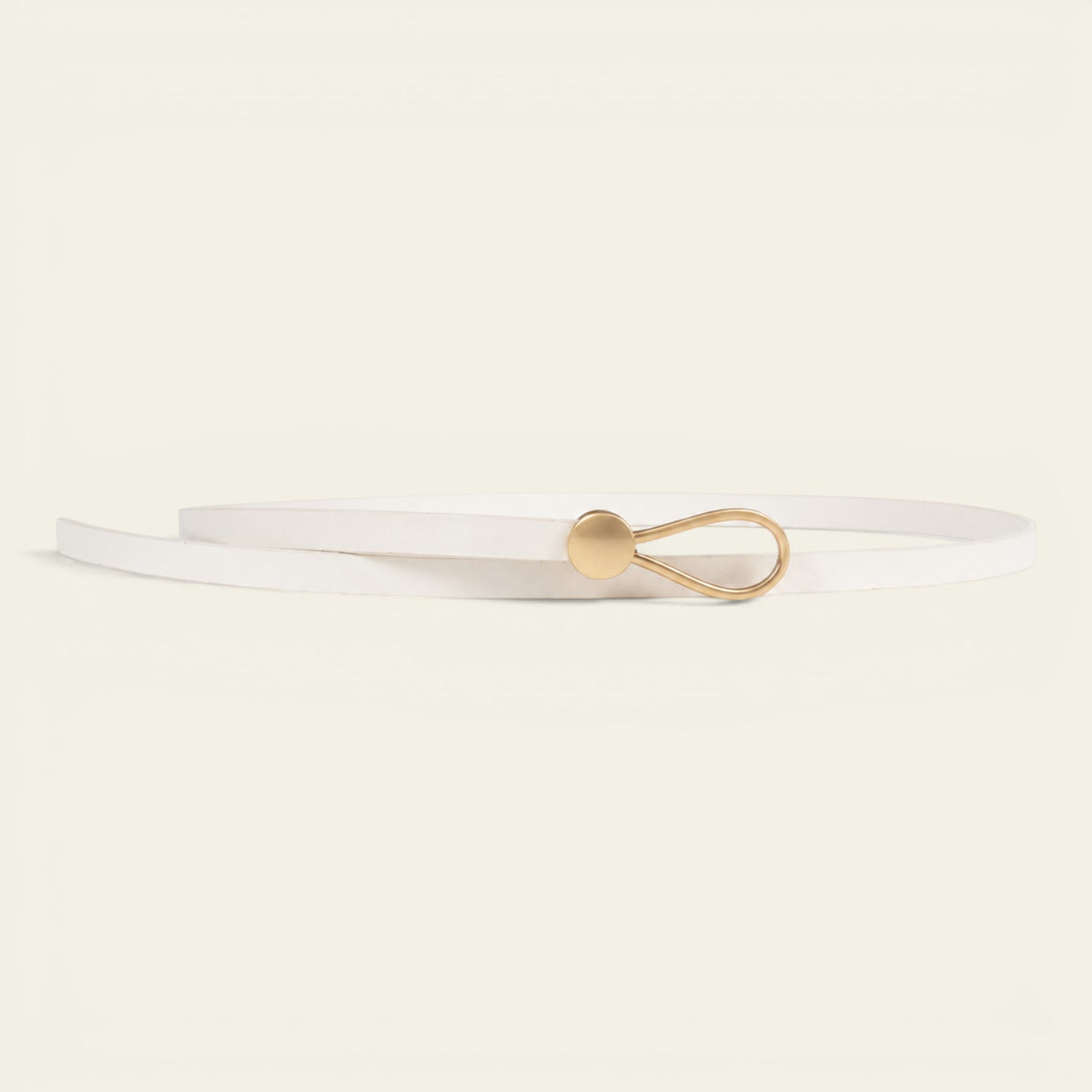 Ceinture fine La Ceinture Pour Femme blanche en cuir fendu avec boucle dorée sans trou pour femme