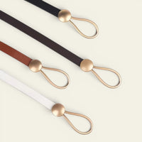 Ceinture fine La Ceinture Pour Femme en cuir PU avec boucle métallique dorée sans trou, style vintage et élégant