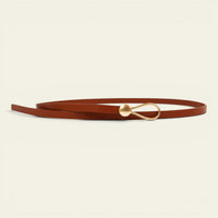 Ceinture fine La Ceinture Pour Femme en cuir marron avec boucle métallique dorée sans trou pour robe