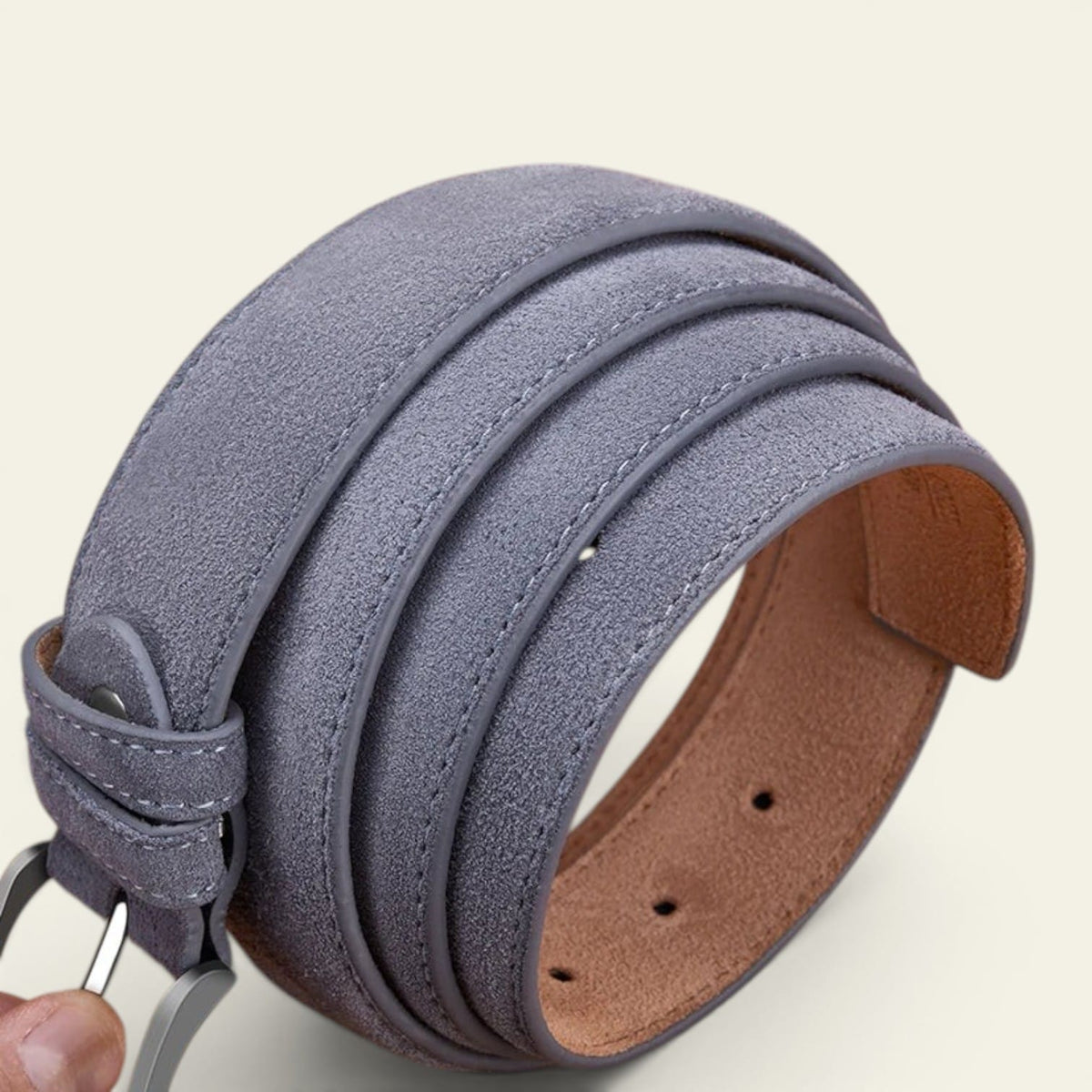 La Ceinture Pour Femme Charlotte - Ceinture en cuir et daim à boucle argentée