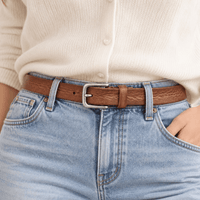 La Ceinture Pour Femme Clarisse - Ceinture fine en cuir patiné à boucle argentée