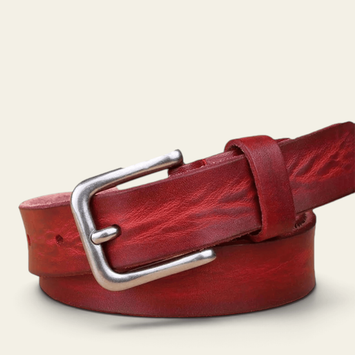 La Ceinture Pour Femme Clarisse - Ceinture fine en cuir patiné à boucle argentée