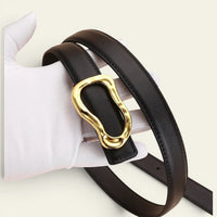 La Ceinture Pour Femme Delphine - Ceinture fine en cuir à boucle dorée arrondie