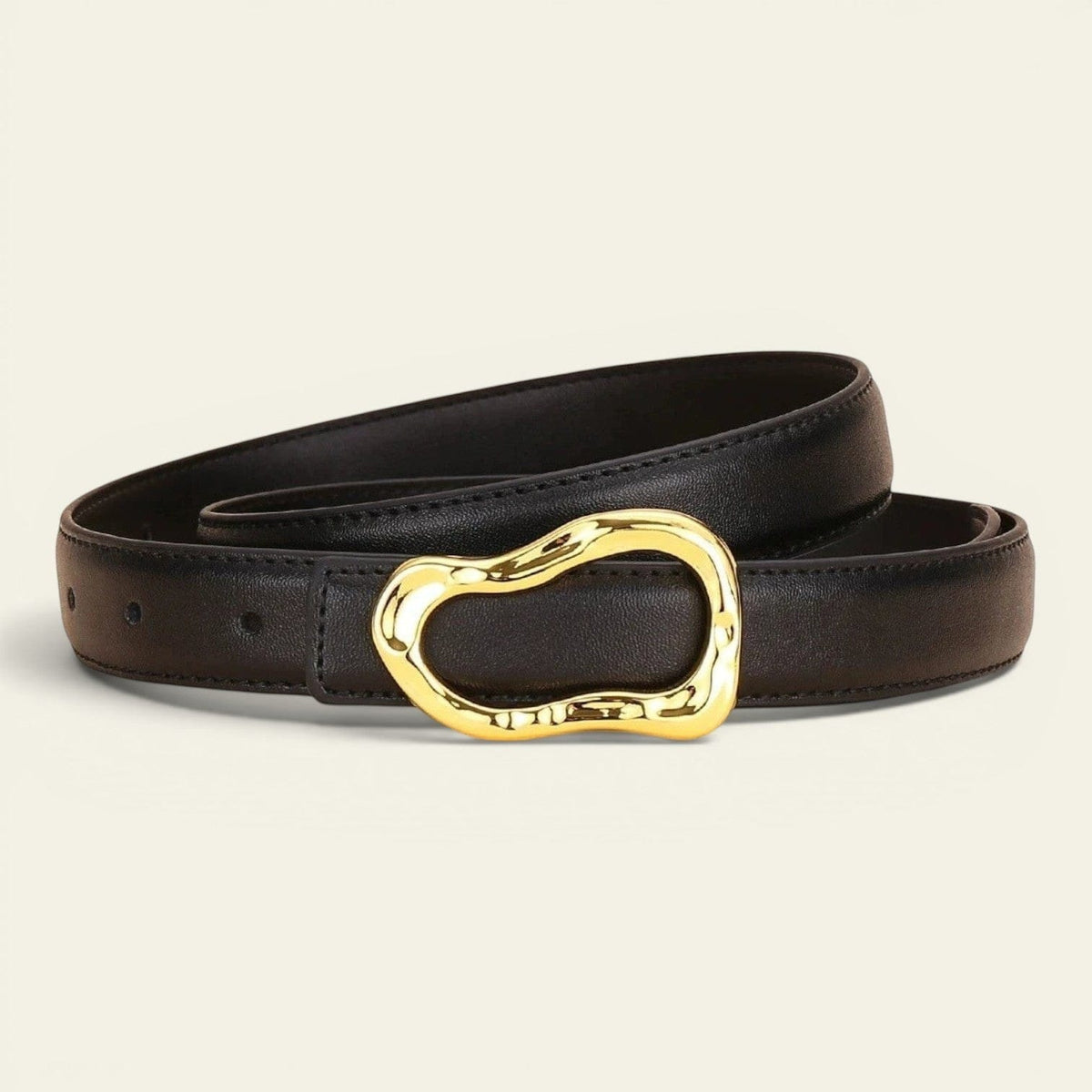 La Ceinture Pour Femme Delphine - Ceinture fine en cuir à boucle dorée arrondie
