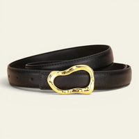La Ceinture Pour Femme Delphine - Ceinture fine en cuir à boucle dorée arrondie