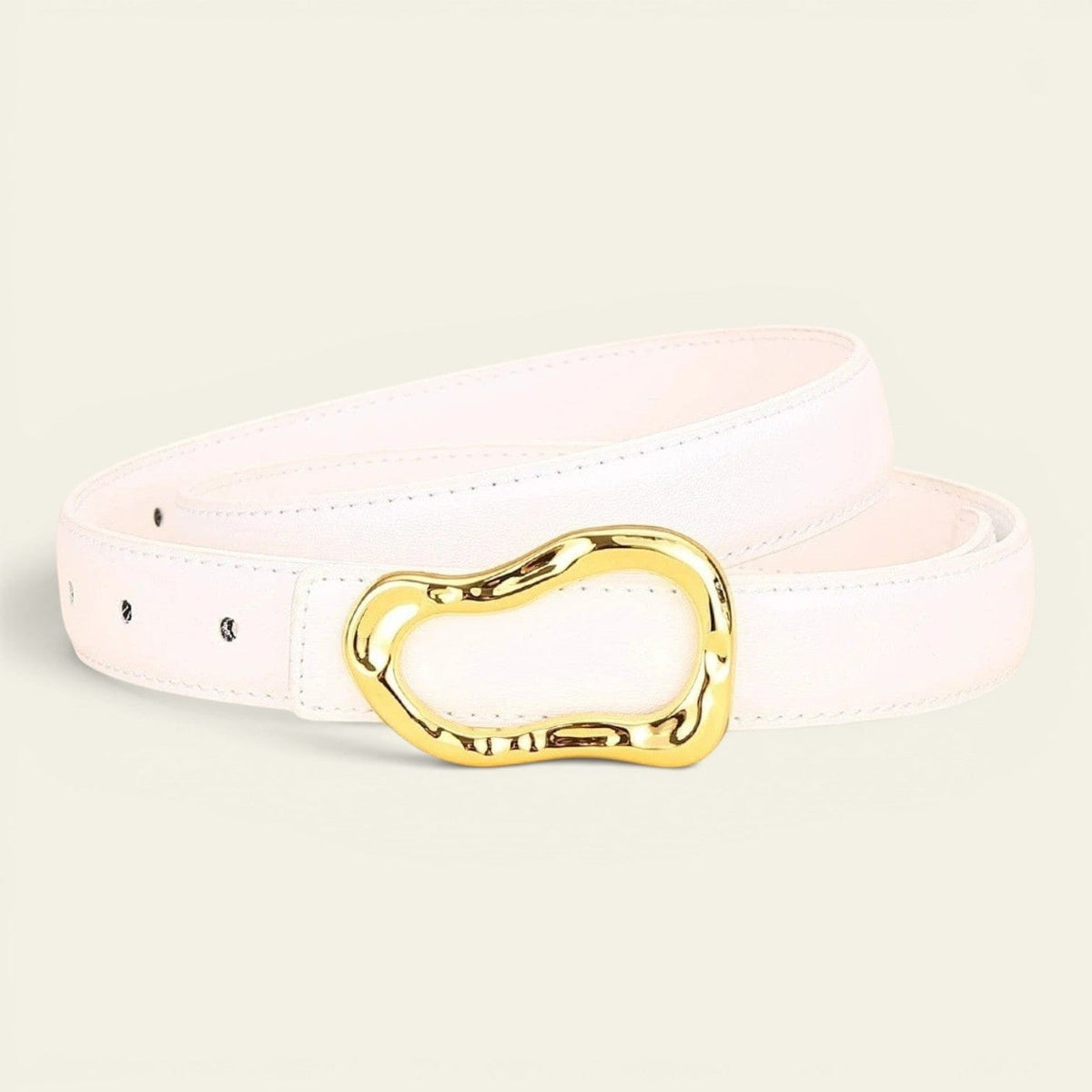 La Ceinture Pour Femme Delphine - Ceinture fine en cuir à boucle dorée arrondie