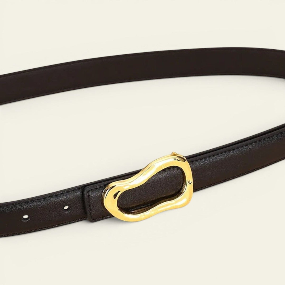 La Ceinture Pour Femme Delphine - Ceinture fine en cuir à boucle dorée arrondie
