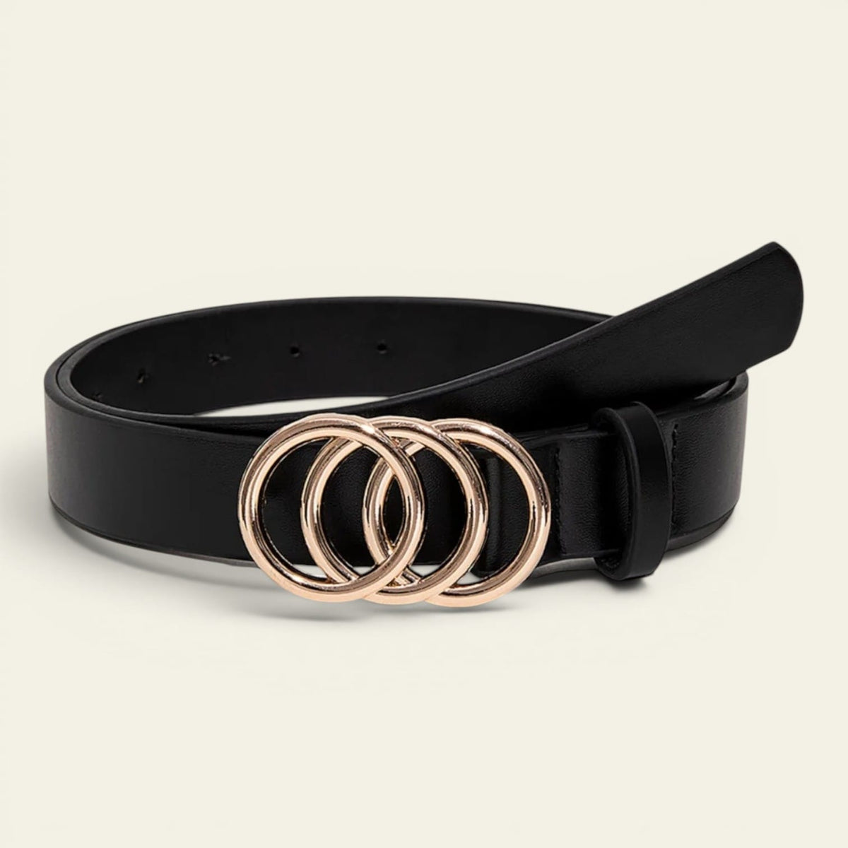La Ceinture Pour Femme Roseline - Ceinture fine à boucle trois anneaux dorés