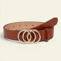 La Ceinture Pour Femme Roseline - Ceinture fine à boucle trois anneaux dorés