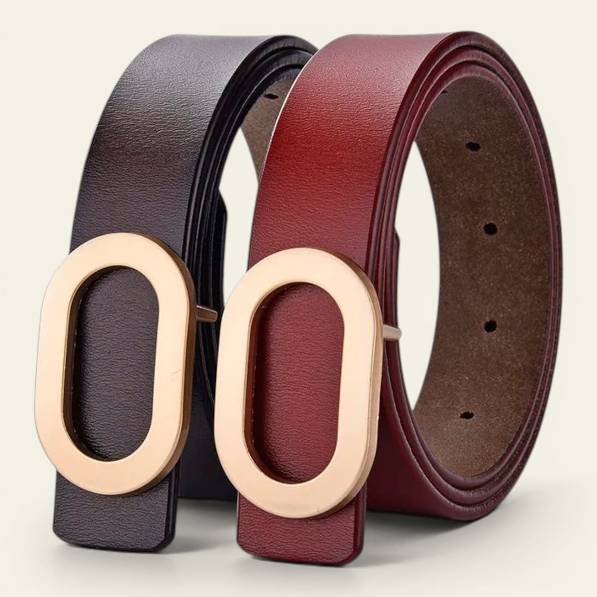La Ceinture Pour Femme Estelle - Ceinture en cuir à boucle ovale dorée