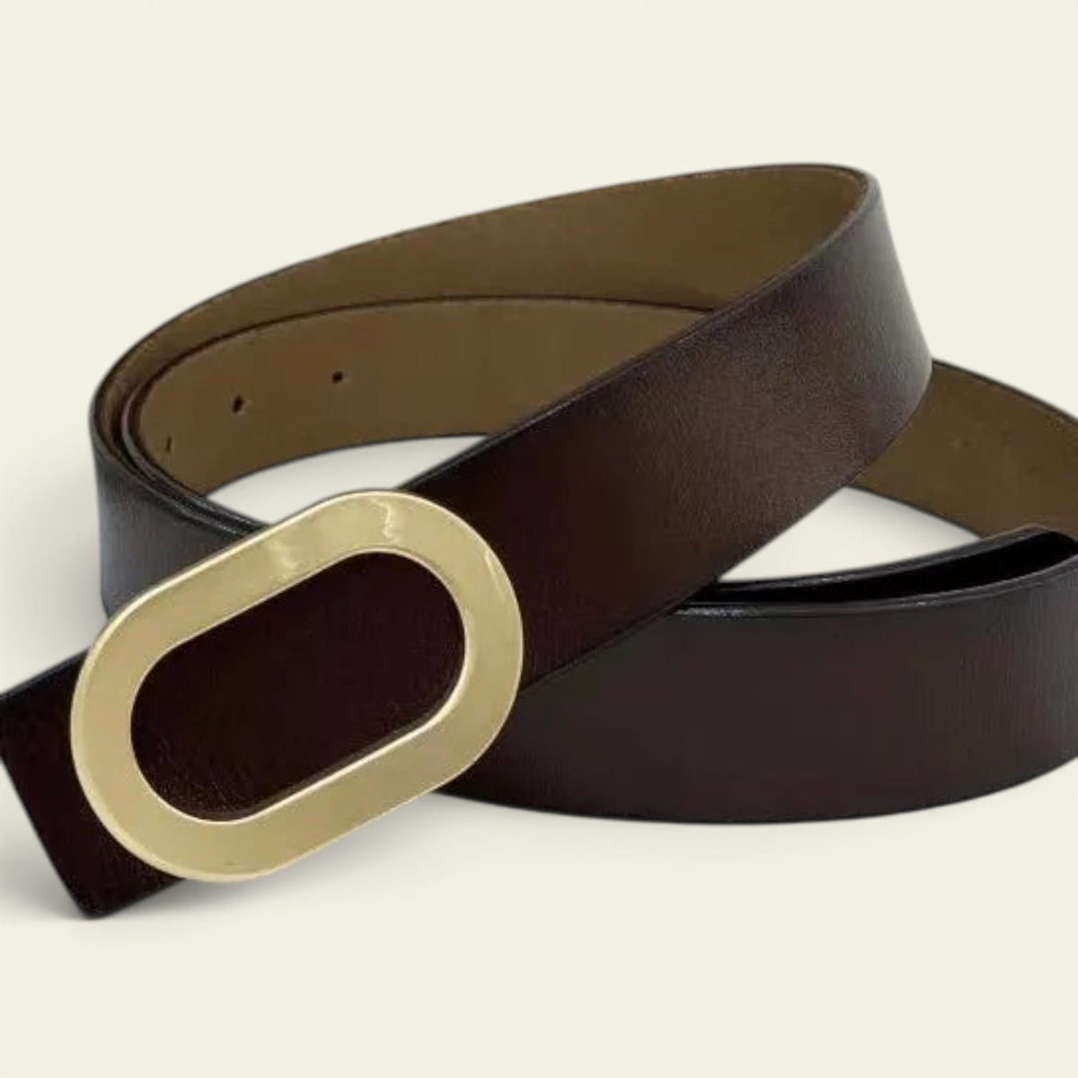 La Ceinture Pour Femme Estelle - Ceinture en cuir à boucle ovale dorée