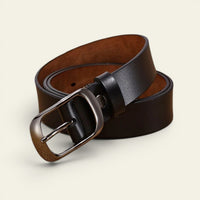 La Ceinture Pour Femme Fiona - Ceinture en cuir à boucle rectangulaire noir mat
