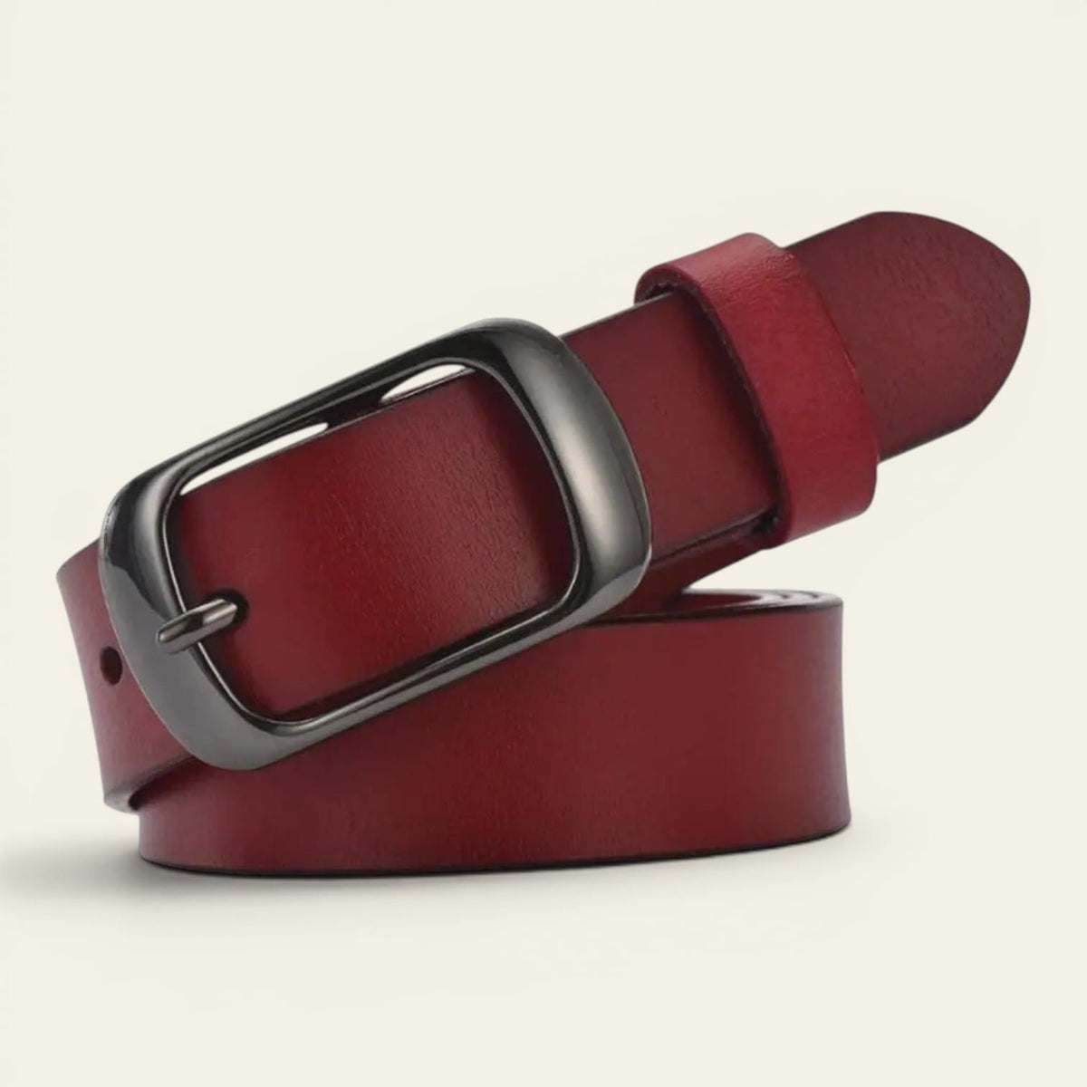 La Ceinture Pour Femme Fiona - Ceinture en cuir à boucle rectangulaire noir mat