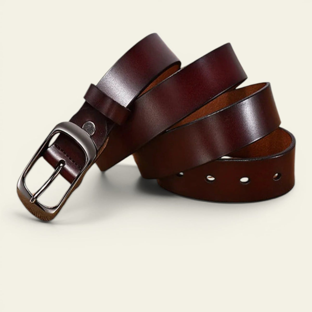 La Ceinture Pour Femme Fiona - Ceinture en cuir à boucle rectangulaire noir mat