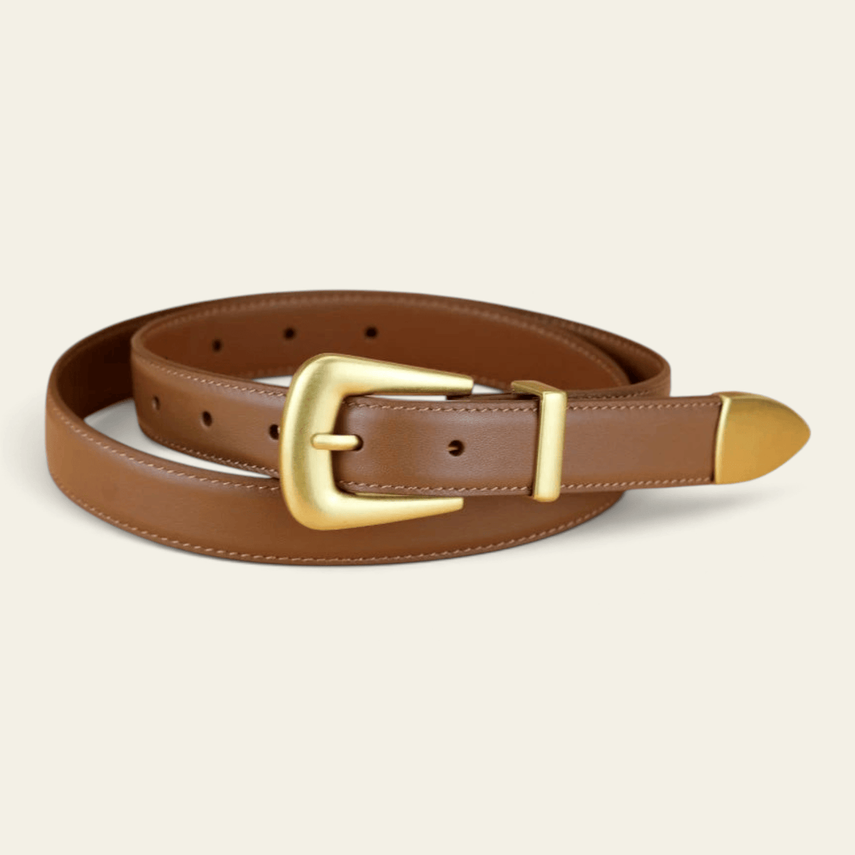 La Ceinture Pour Femme Flavie - Ceinture en cuir à boucle ardillon dorée