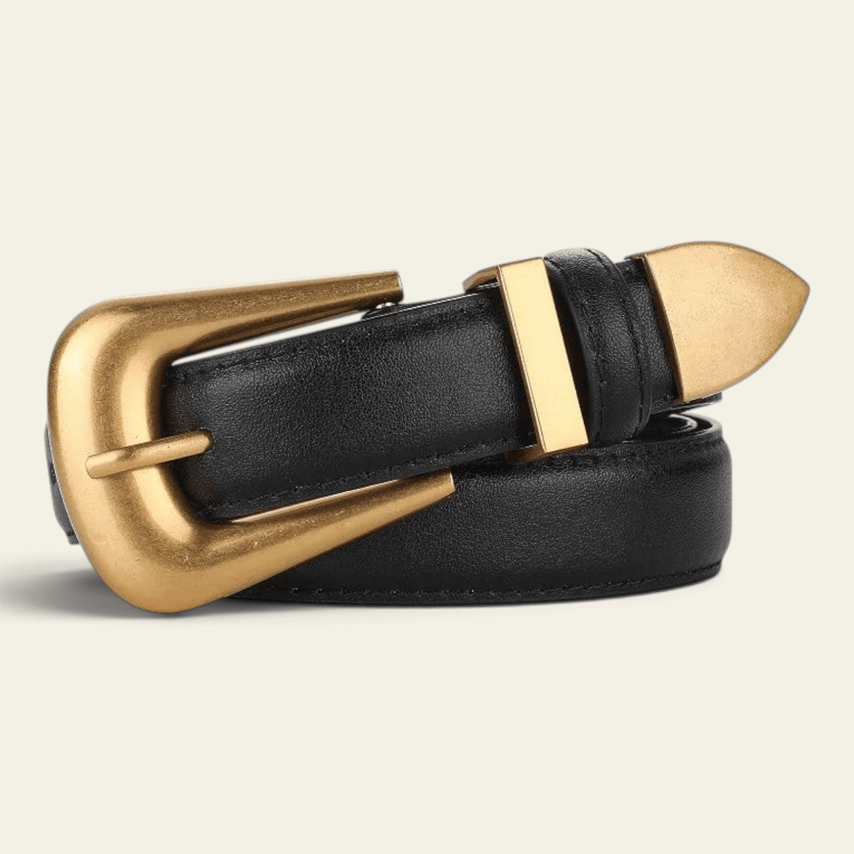 La Ceinture Pour Femme Flavie - Ceinture en cuir à boucle ardillon dorée