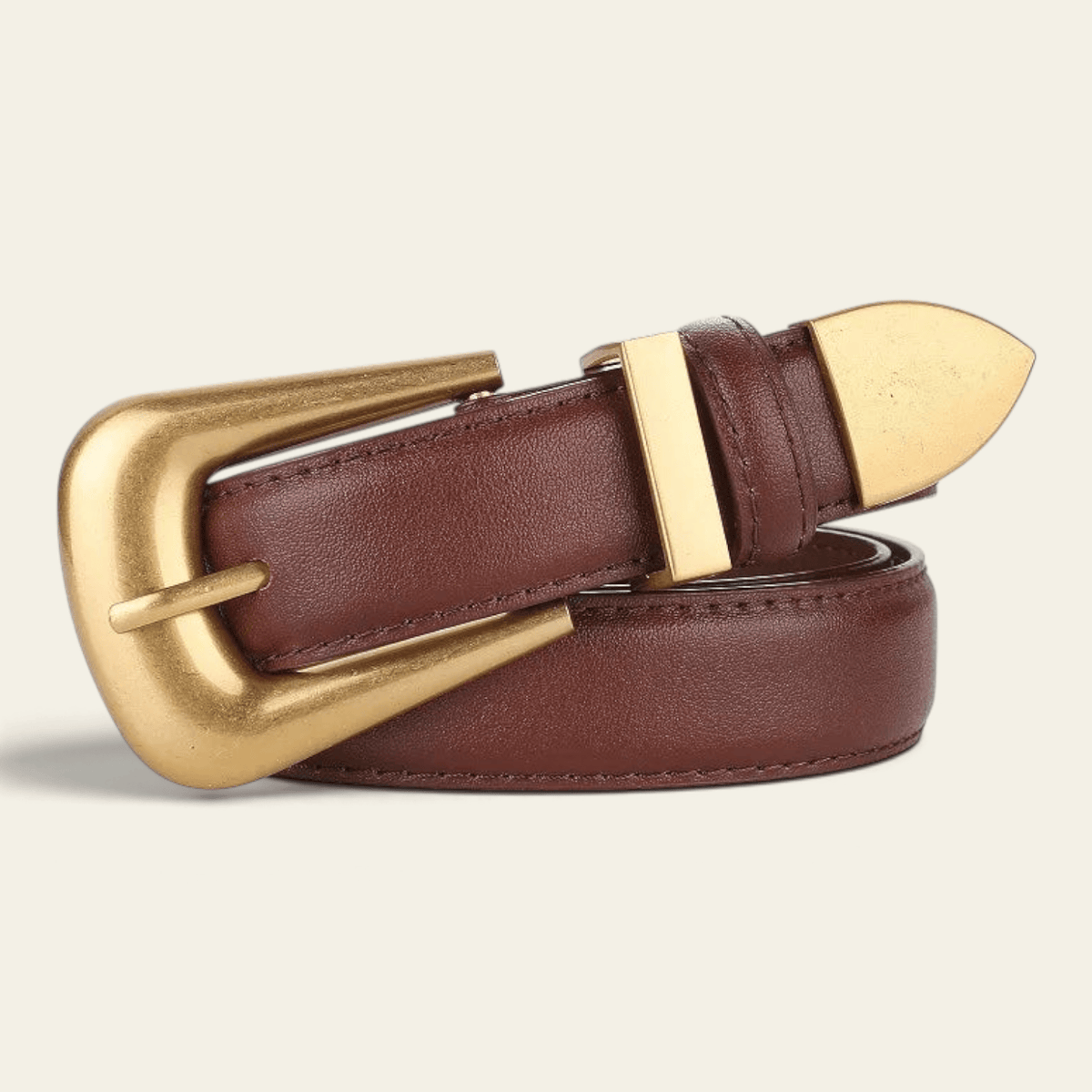 La Ceinture Pour Femme Flavie - Ceinture en cuir à boucle ardillon dorée