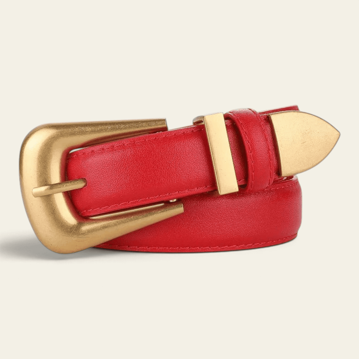 La Ceinture Pour Femme Flavie - Ceinture en cuir à boucle ardillon dorée