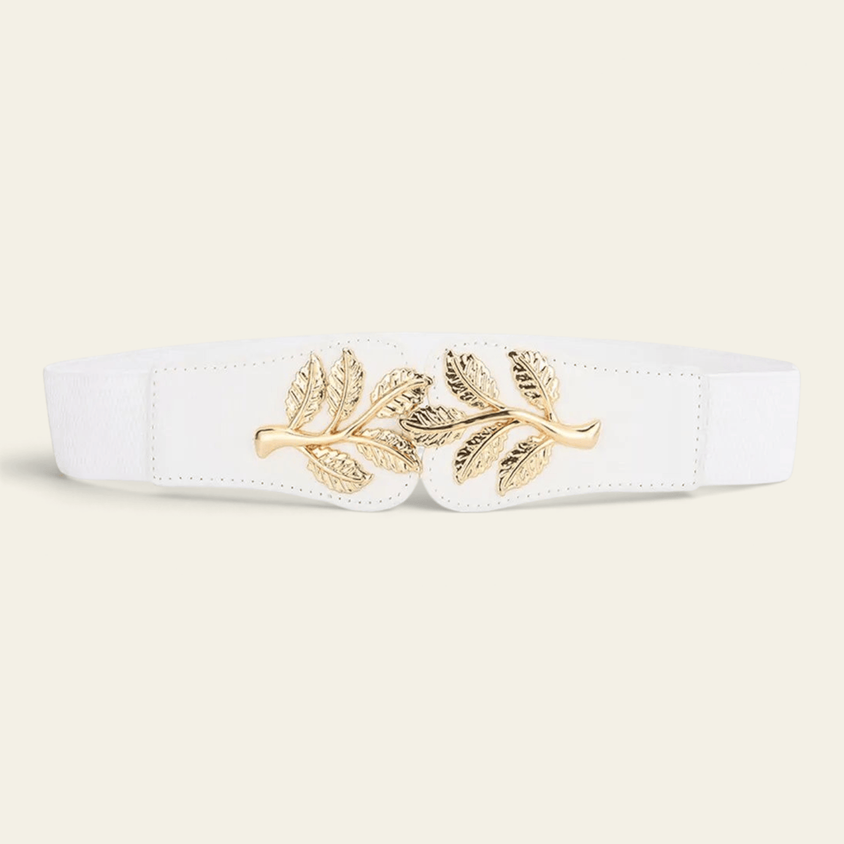 La Ceinture Pour Femme Hélène - Ceinture élastique large à boucle feuilles dorées