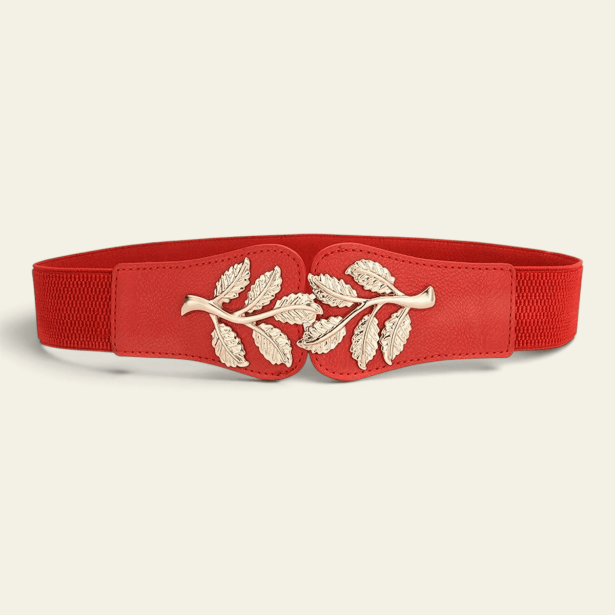 La Ceinture Pour Femme Hélène - Ceinture élastique large à boucle feuilles dorées