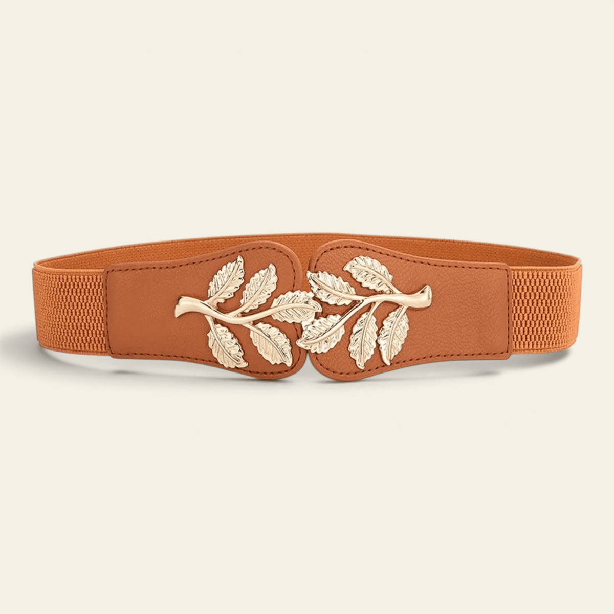 La Ceinture Pour Femme Hélène - Ceinture élastique large à boucle feuilles dorées