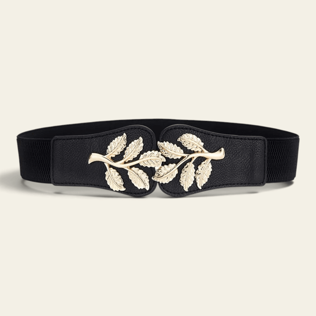 La Ceinture Pour Femme Hélène - Ceinture élastique large à boucle feuilles dorées