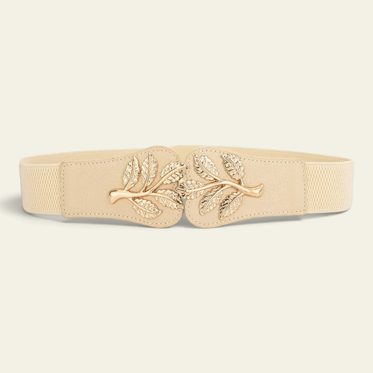 La Ceinture Pour Femme Hélène - Ceinture élastique large à boucle feuilles dorées