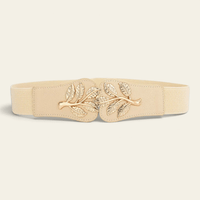 La Ceinture Pour Femme Hélène - Ceinture élastique large à boucle feuilles dorées