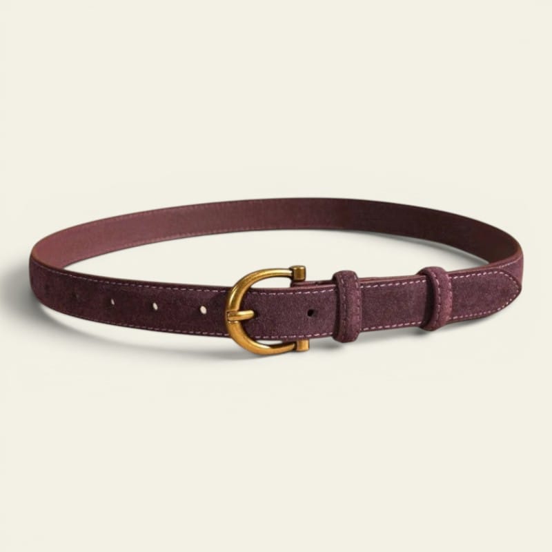 La Ceinture Pour Femme Hortense - Ceinture fine en daim à boucle dorée