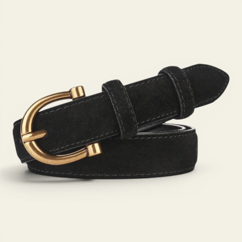La Ceinture Pour Femme Hortense - Ceinture fine en daim à boucle dorée