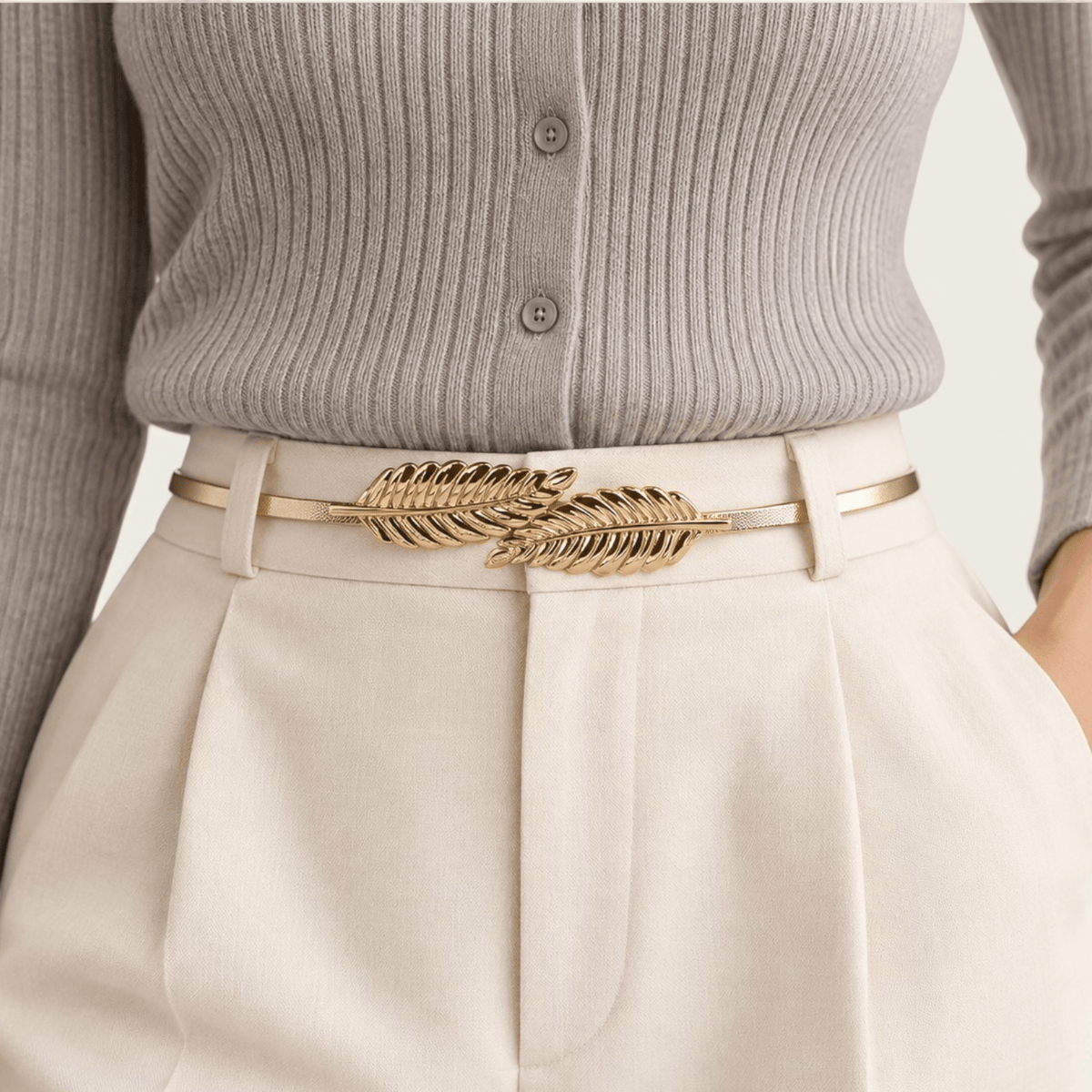 La Ceinture Pour Femme Iris - Ceinture bijou élastique en métal à feuilles