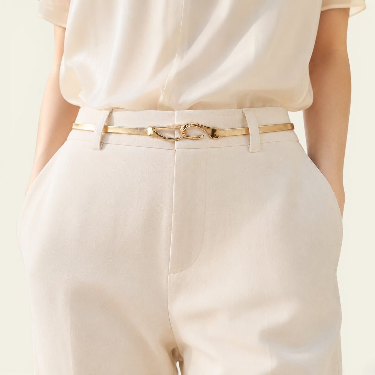 Ceinture dorée femme fine élastique, modèle Joséphine