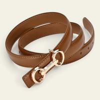 La Ceinture Pour Femme Laure - Ceinture fine en croûte de cuir à boucle mors dorée
