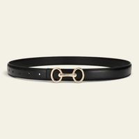 La Ceinture Pour Femme Laure - Ceinture fine en croûte de cuir à boucle mors dorée