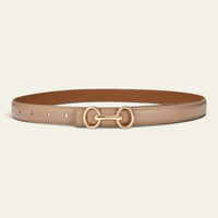 La Ceinture Pour Femme Laure - Ceinture fine en croûte de cuir à boucle mors dorée