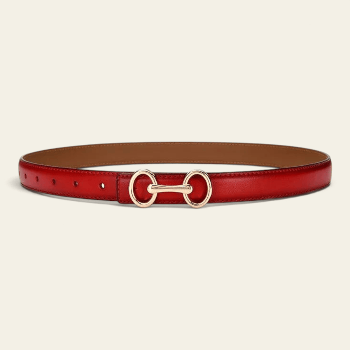 La Ceinture Pour Femme Laure - Ceinture fine en croûte de cuir à boucle mors dorée