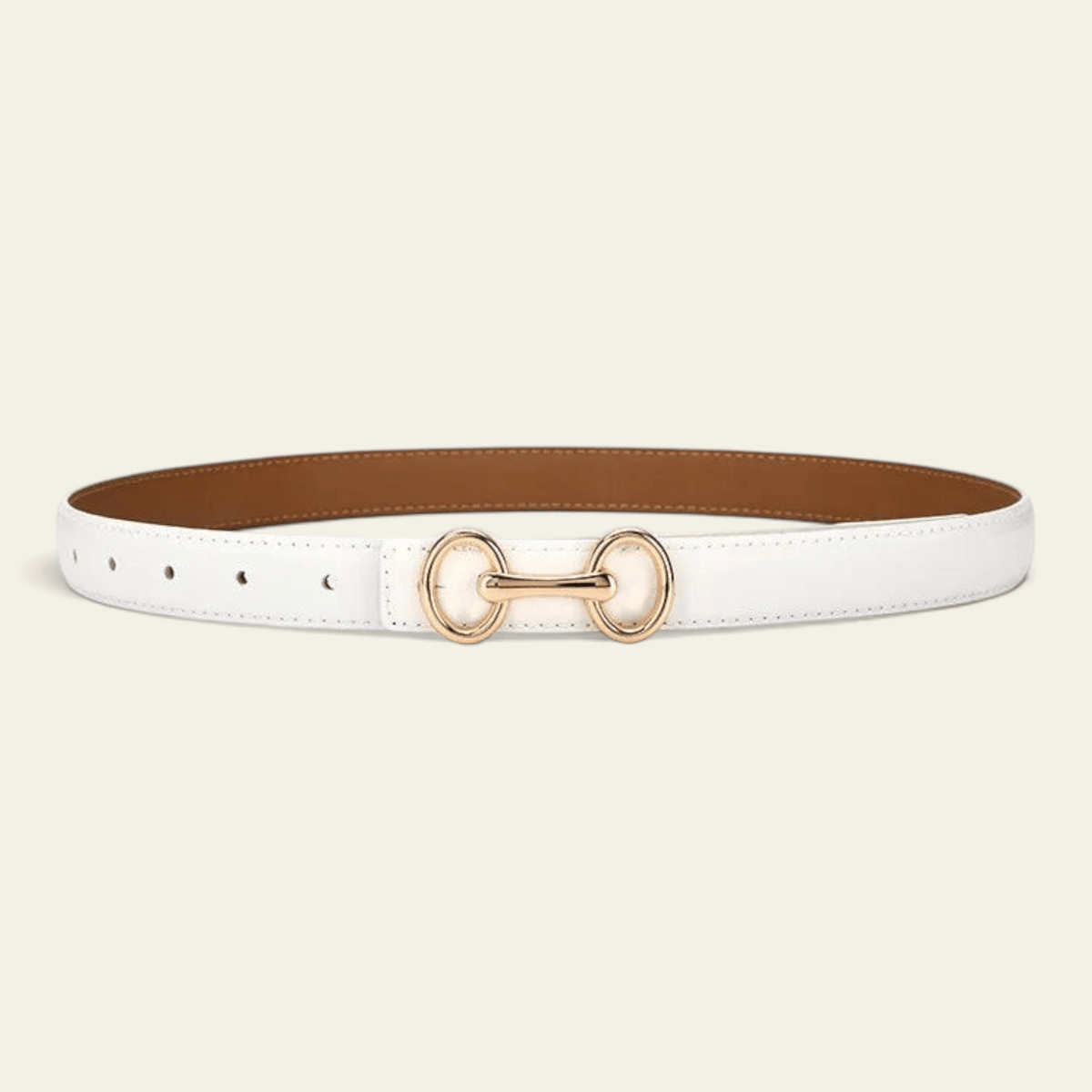 La Ceinture Pour Femme Laure - Ceinture fine en croûte de cuir à boucle mors dorée