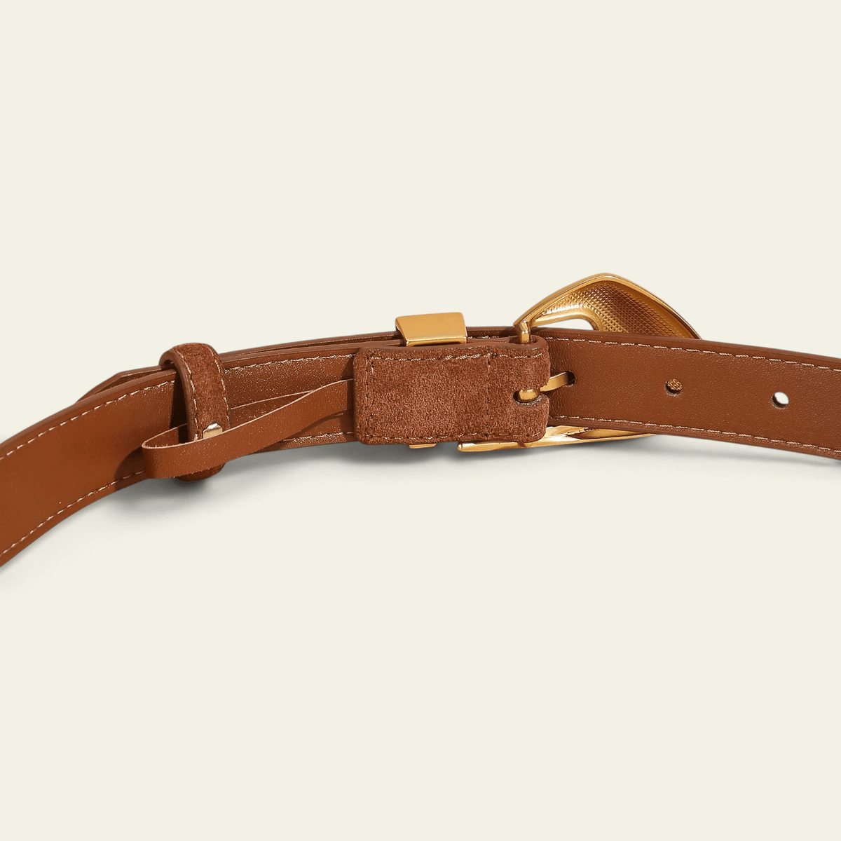 La Ceinture Pour Femme Léonore - Ceinture en daim à boucle dorée vintage