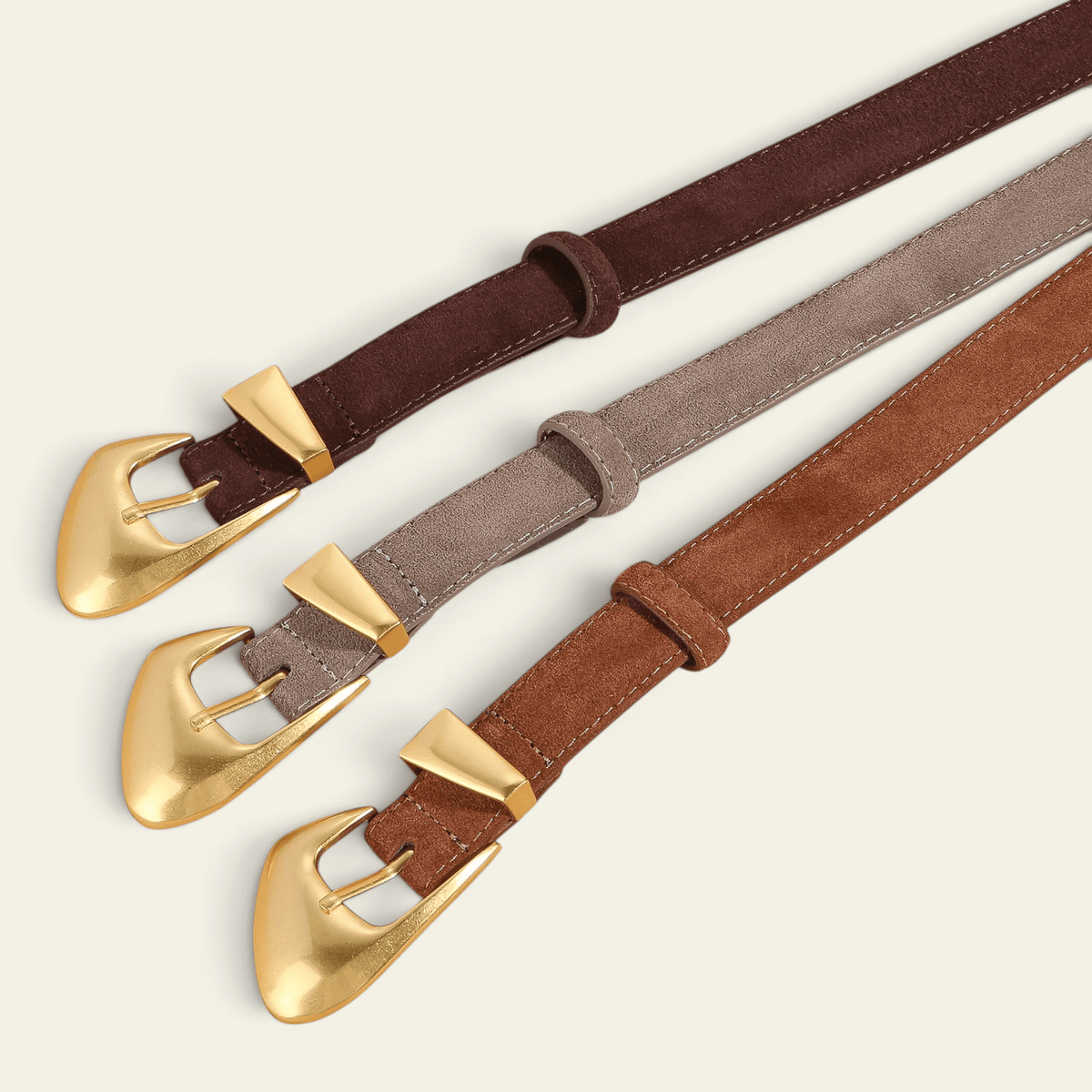 La Ceinture Pour Femme Léonore - Ceinture en daim à boucle dorée vintage