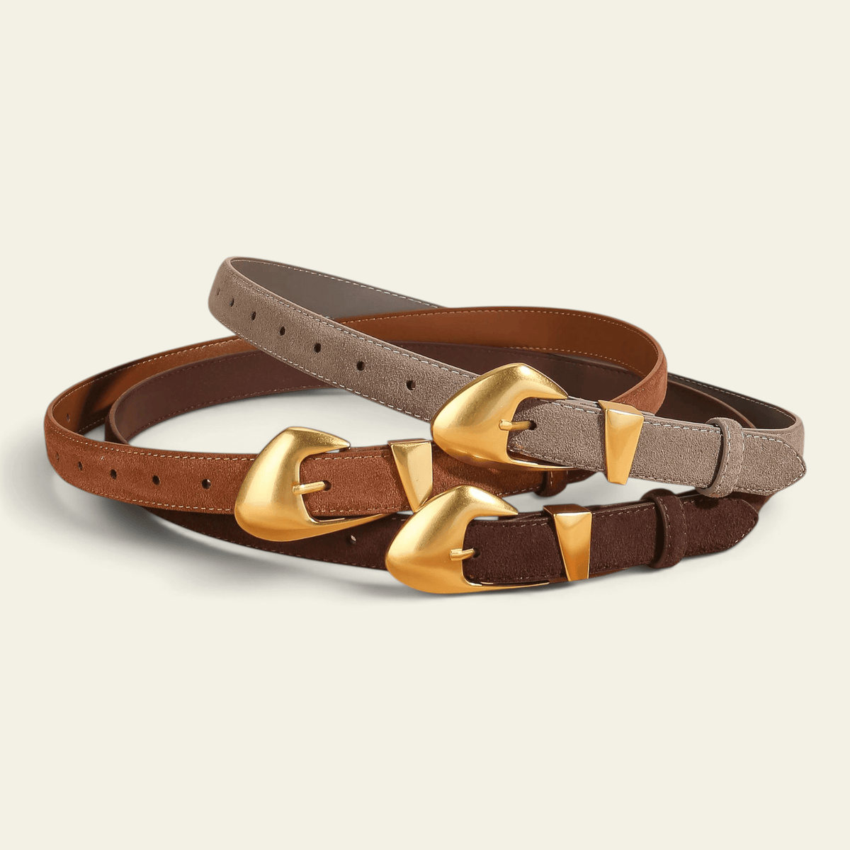 La Ceinture Pour Femme Léonore - Ceinture en daim à boucle dorée vintage