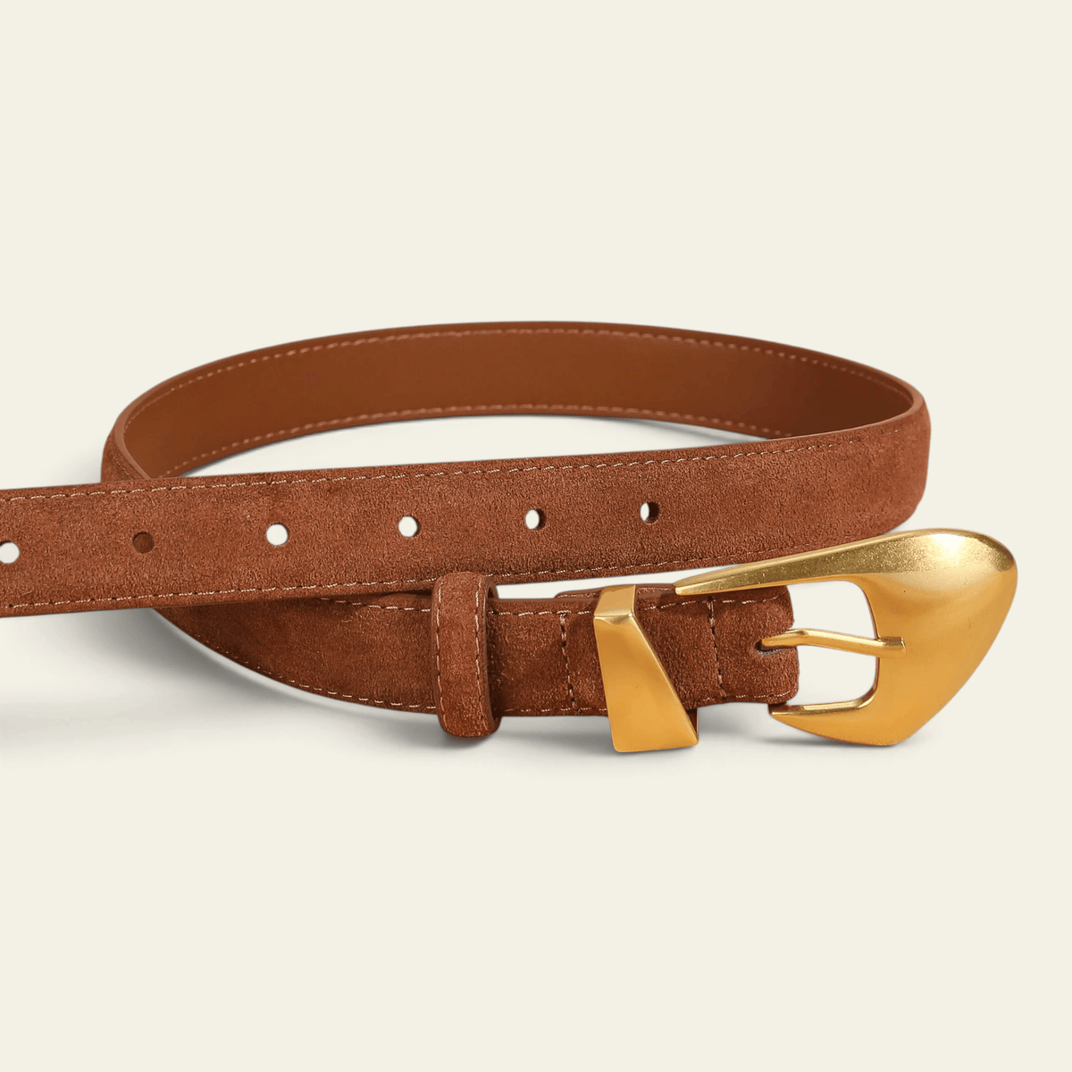 La Ceinture Pour Femme Léonore - Ceinture en daim à boucle dorée vintage