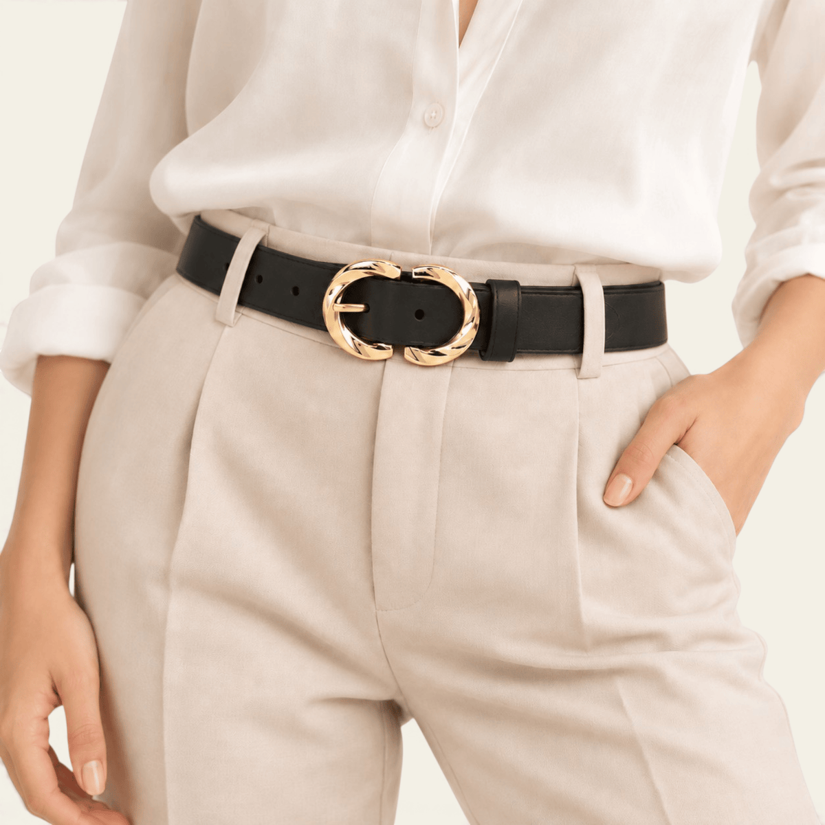 La Ceinture Pour Femme Manon - Ceinture classique à boucle dorée entrelacée