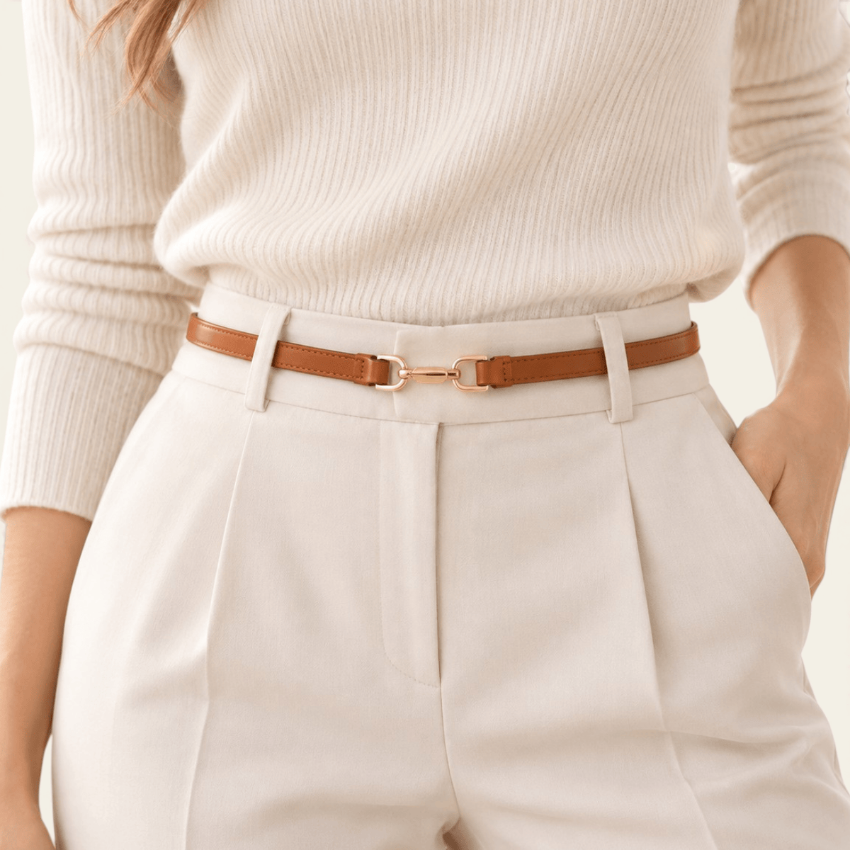 La Ceinture Pour Femme Maud - Ceinture fine en similicuir à boucle dorée
